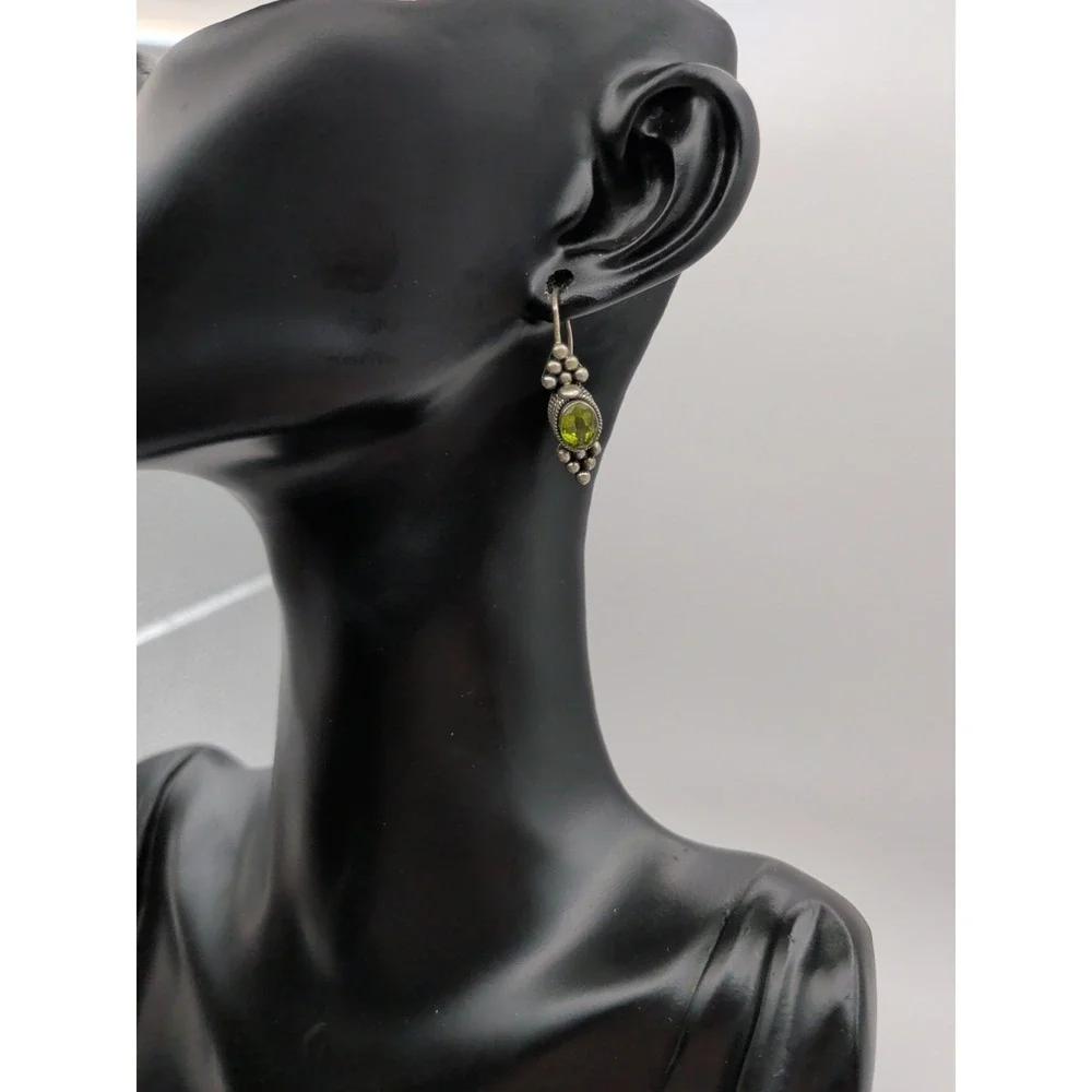 Pair Of 2 Carat‎ Sterling Silver Peridot Earrings